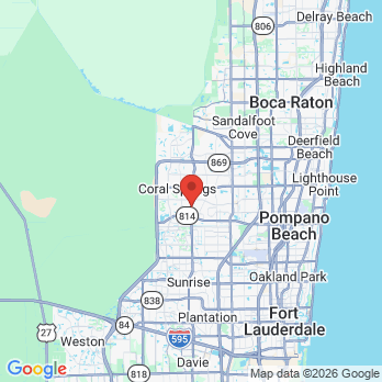 Map to Paramount Smile, By Dr. Melissa Jurado office in Coral Springs, FL