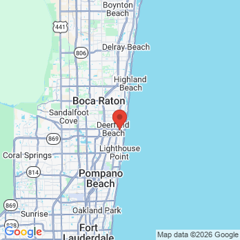 Map to Dentistry of South Florida Family & Emergency Dentists office in Deerfield Beach, FL