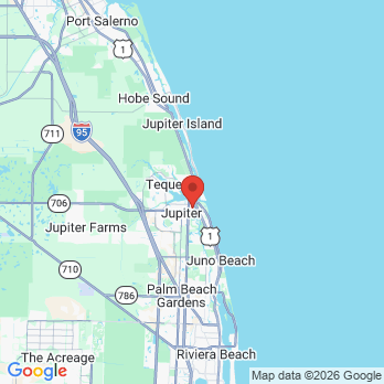 Map to Sunset Smiles Cosmetic Dentistry office in Jupiter, FL