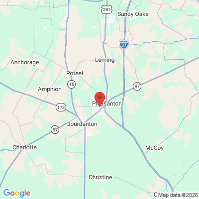 Map to Brush Country Dental office in Pleasanton, TX