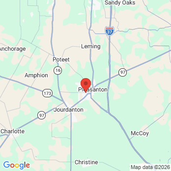 Map to Brush Country Dental office in Pleasanton, TX