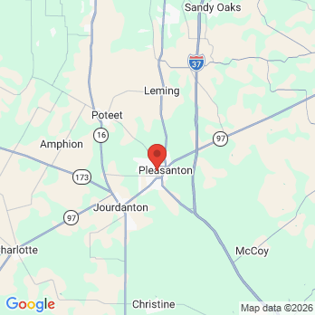 Map to Brush Country Dental Center office in Pleasanton, TX