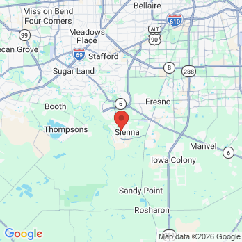 Map to Dentarts Implants and Prosthodontics  office in Missouri City, TX