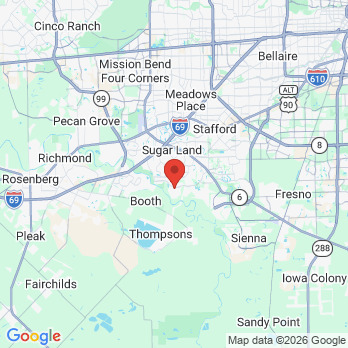 Map to Bahman Hakim DDS LLC office in Sugar Land, TX