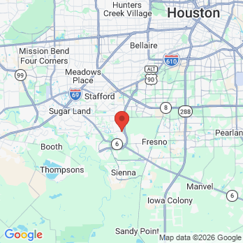 Map to Lake Olympia Dental office in Missouri City, TX