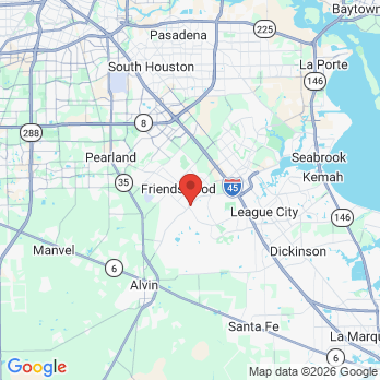 Map to Shell Family Dental office in Friendswood, TX