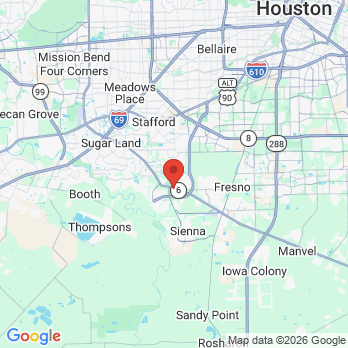 Map to Oyster Creek Dentistry office in Missouri City, TX