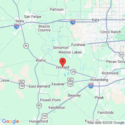 Map to  office in Orchard, TX
