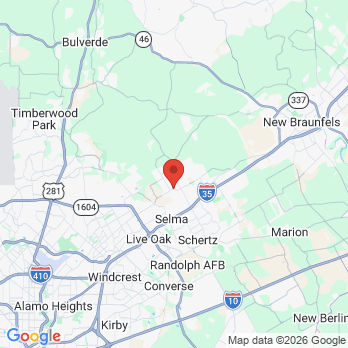 Map to Rolling Oaks Dental office in Garden Ridge, TX