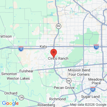 Map to Dental Center of Texas office in Cinco Ranch, TX