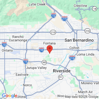 Map to Southridge Dental Group office in Fontana, CA