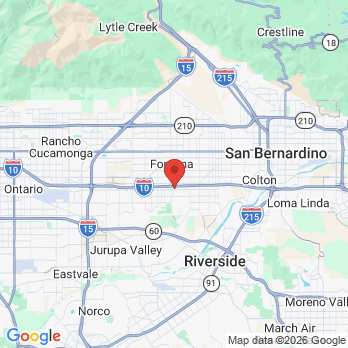 Map to Palm Court Dental office in Fontana, CA