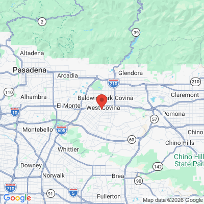 Map to Queens Dental Group office in West Covina, CA