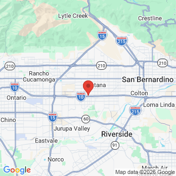 Map to Fontana Modern Dentistry office in Fontana, CA