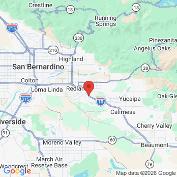 Map to Redlands Family Dental Care office in Redlands, CA