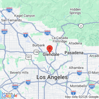 Map to Glen Dental Studio office in Glendale, CA