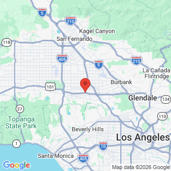 Map to Studio Dental Arts office in Studio City, CA