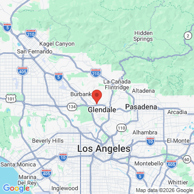 Map to Starland Dentistry office in Glendale, CA