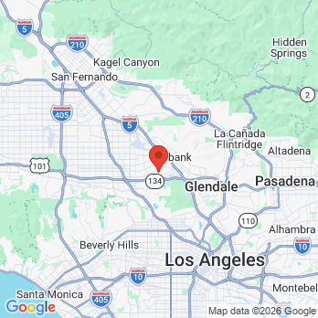 Map to Olive Family Dentistry office in Burbank, CA
