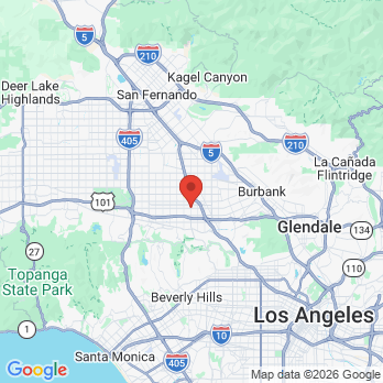 Map to Studio Village Dental Care office in Los Angeles, CA