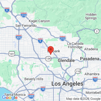 Map to Olive Dental Studio office in Burbank, CA