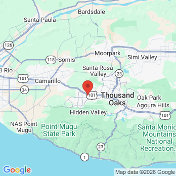 Map to Huber Dental office in Newbury Park, CA