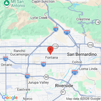 Map to Juniper Family Dental Practice office in Fontana, CA