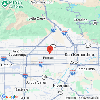 Map to Fontana dental office office in Fontana, CA