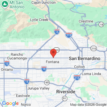 Map to comfort dental care office in Fontana, CA