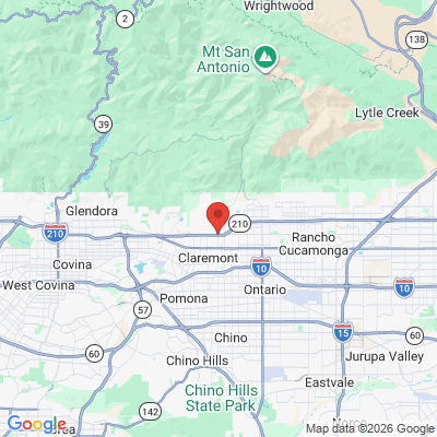 Map to John Zhang DDS Inc office in Claremont, CA