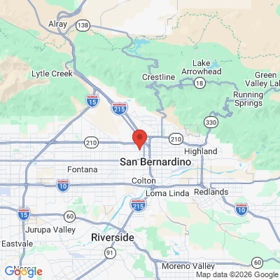 Map to Dr. Gill's Family Dentistry  office in San Bernardino, CA