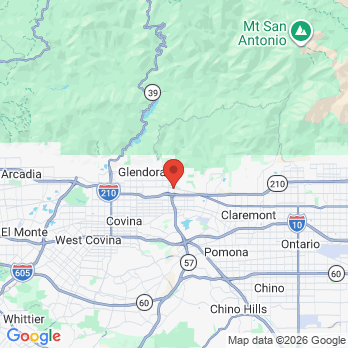 Map to San Dimas Dental Group office in Glendora, CA