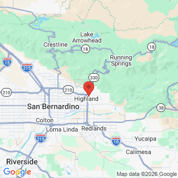 Map to Inland Dental Center office in Highland, CA