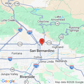 Map to D Street Family Dentistry office in San Bernardino, CA