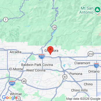 Map to Dr. William J. Rouhana, DDS office in Glendora, CA