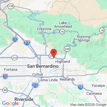Map to James Sumilat DDS Inc office in San Bernardino, CA