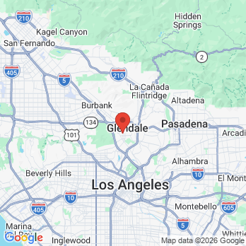 Map to Glendale Dental Arts Center office in Glendale, CA
