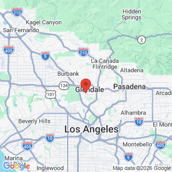 Map to Mansour Dental office in Glendale, CA