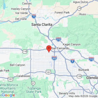 Map to Carolyn A Browne. DDS office in Granada Hills, CA