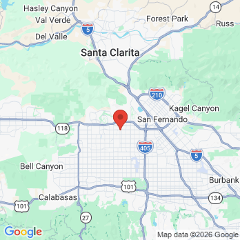 Map to Rosanna F. Calove, D.D.S. office in Granada Hills, CA