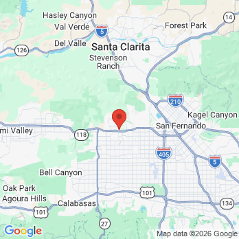 Map to Lee & Hallajian Pediatric Dentistry office in Porter Ranch, CA
