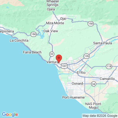 Map to Great Coast Dental office in Ventura, CA