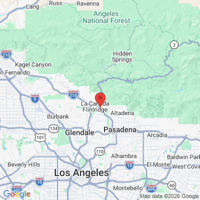 Map to Flintridge Dental Studio office in La Canada, CA