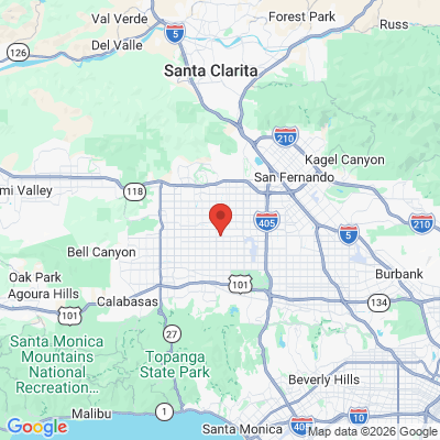 Map to Dr. Michael's Family Dental Care office in Northridge, CA