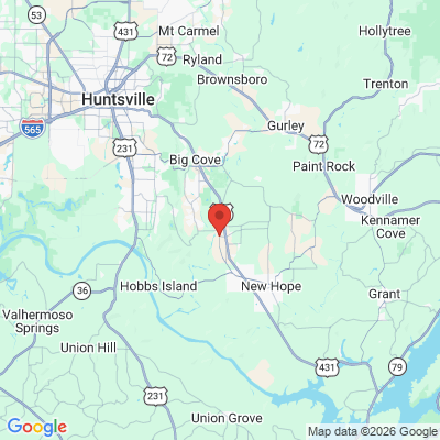 Map to  office in Owens Cross Roads, AL
