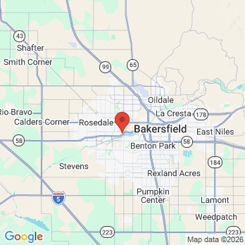 Map to Brimhall Dental Group office in Bakersfield, CA