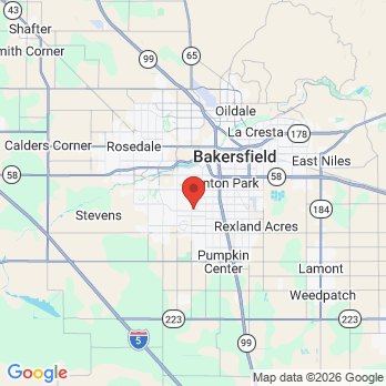 Map to Crown Dental office in Bakersfield, CA