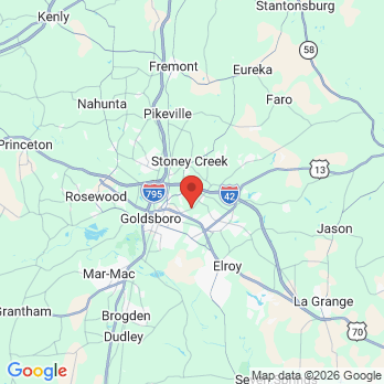 Map to Riccobene Associates Family Dentistry office in Goldsboro, NC