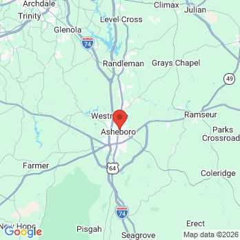 Map to Asheboro Dental office in Asheboro, NC