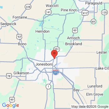 Map to Taylor Wagner Family Dentistry office in Jonesboro, AR
